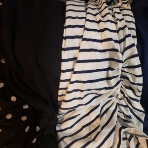 4 old navy maternity shirts black, polka dot, stripe, navy size large